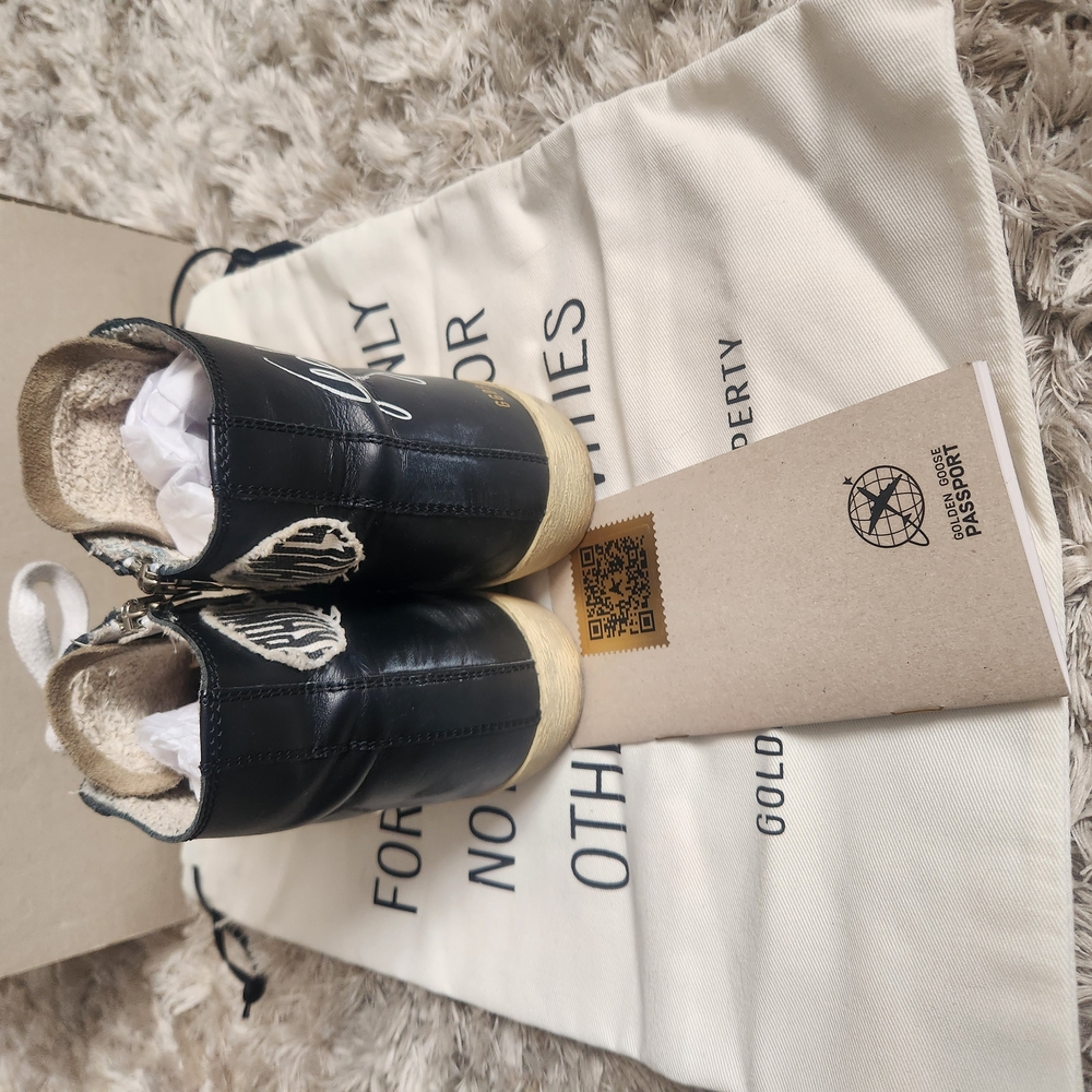 Golden Goose Black and White High-Top Francy Sneakers - Picture 4 of 11